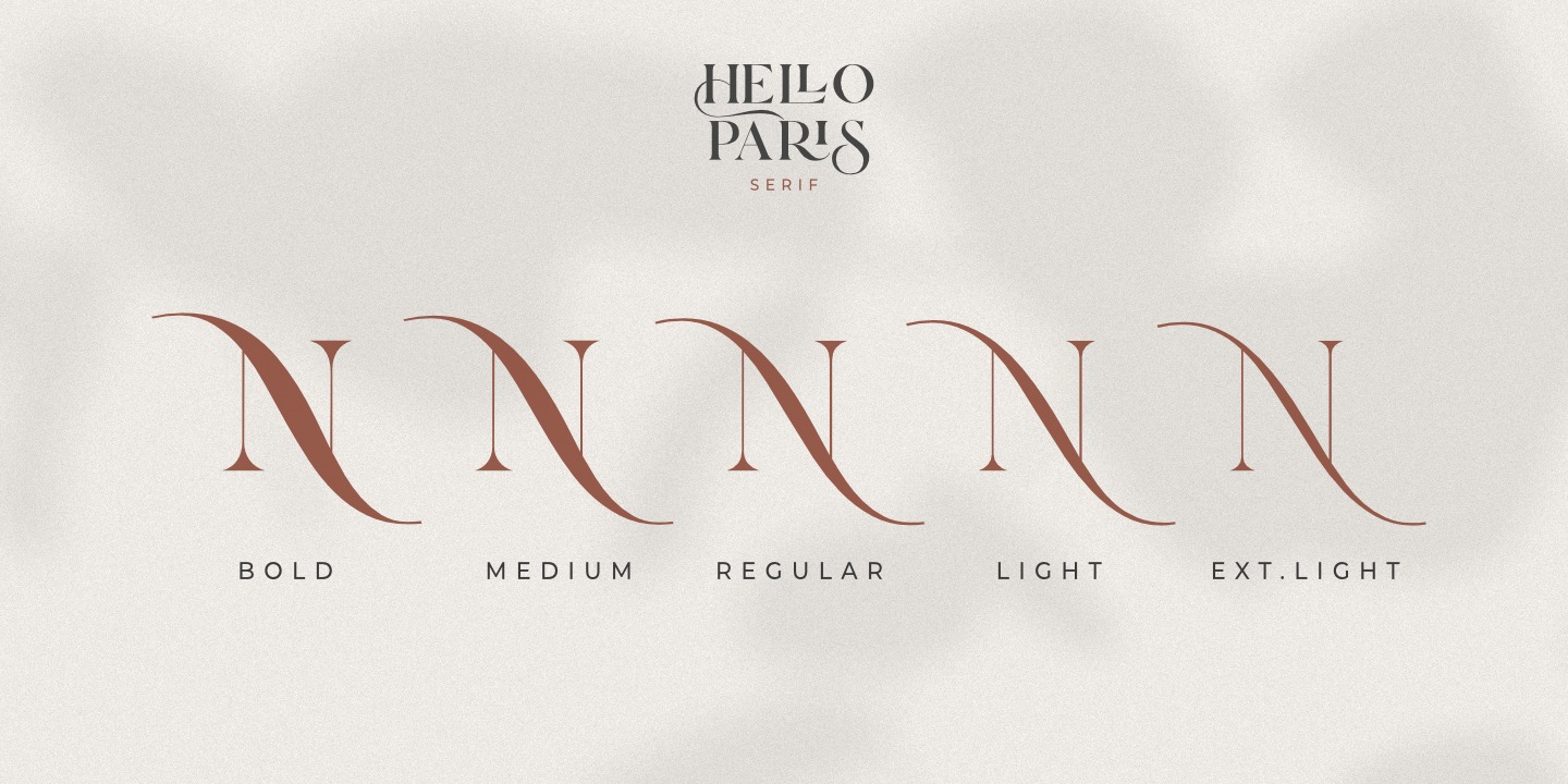 Beispiel einer Hello Paris Serif Extra Light-Schriftart